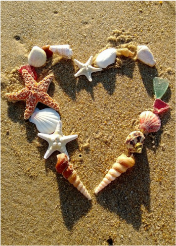 hearts in the sand, beautiful DIY beach decor! www.shellcrafter.com
