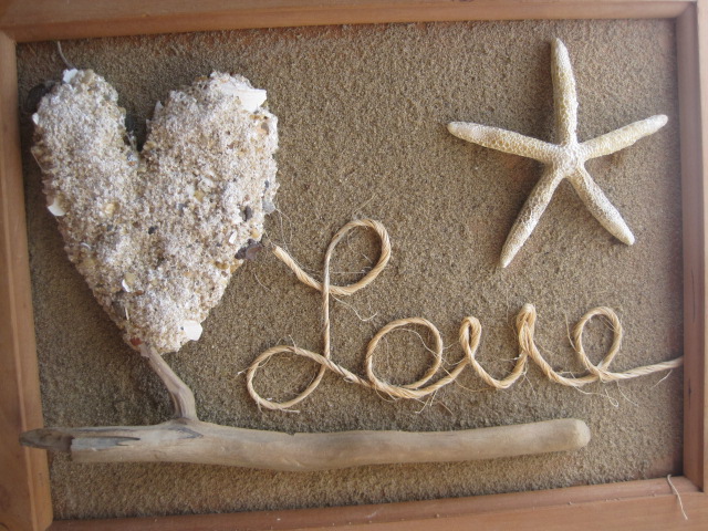 Beautiful beach decor with sand casted heart and sand background with tutorial!